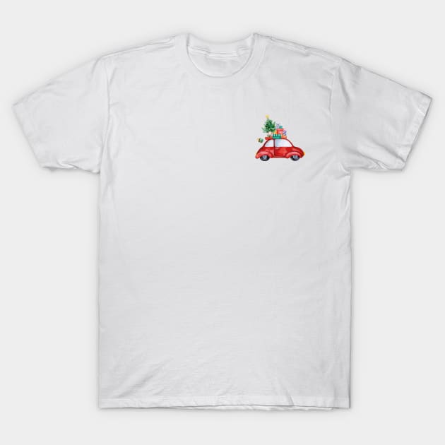 Merry Christmas Retro car with Christmas Gifts. T-Shirt by adel26